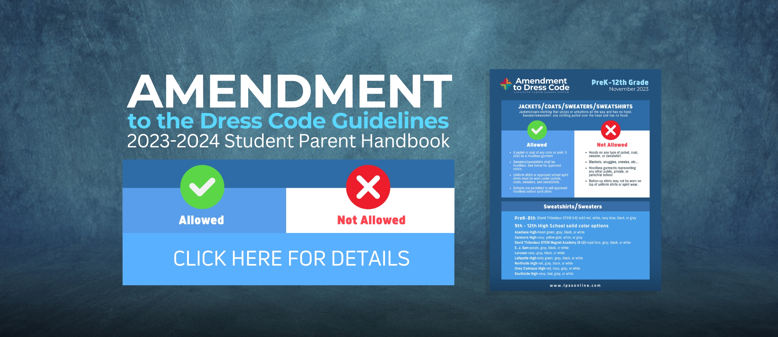 Amendment to the Dress Code Guidelines in the 2023-2024 Student Parent Handbook