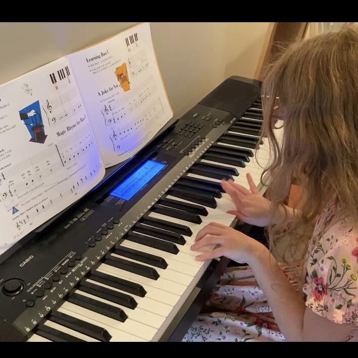 Practicing piano 