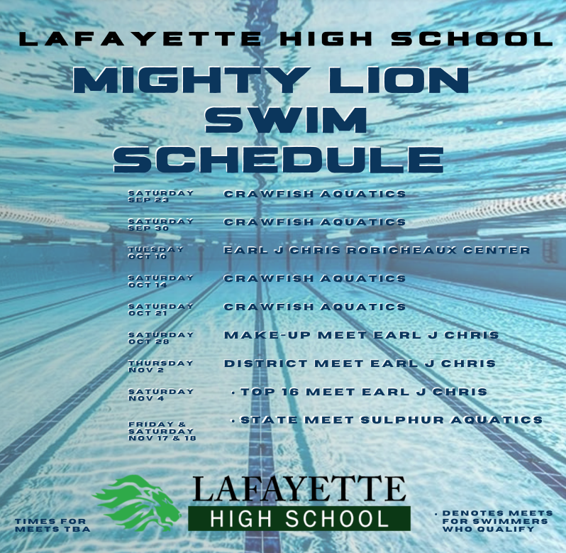 Mighty Lion Swim Schedule