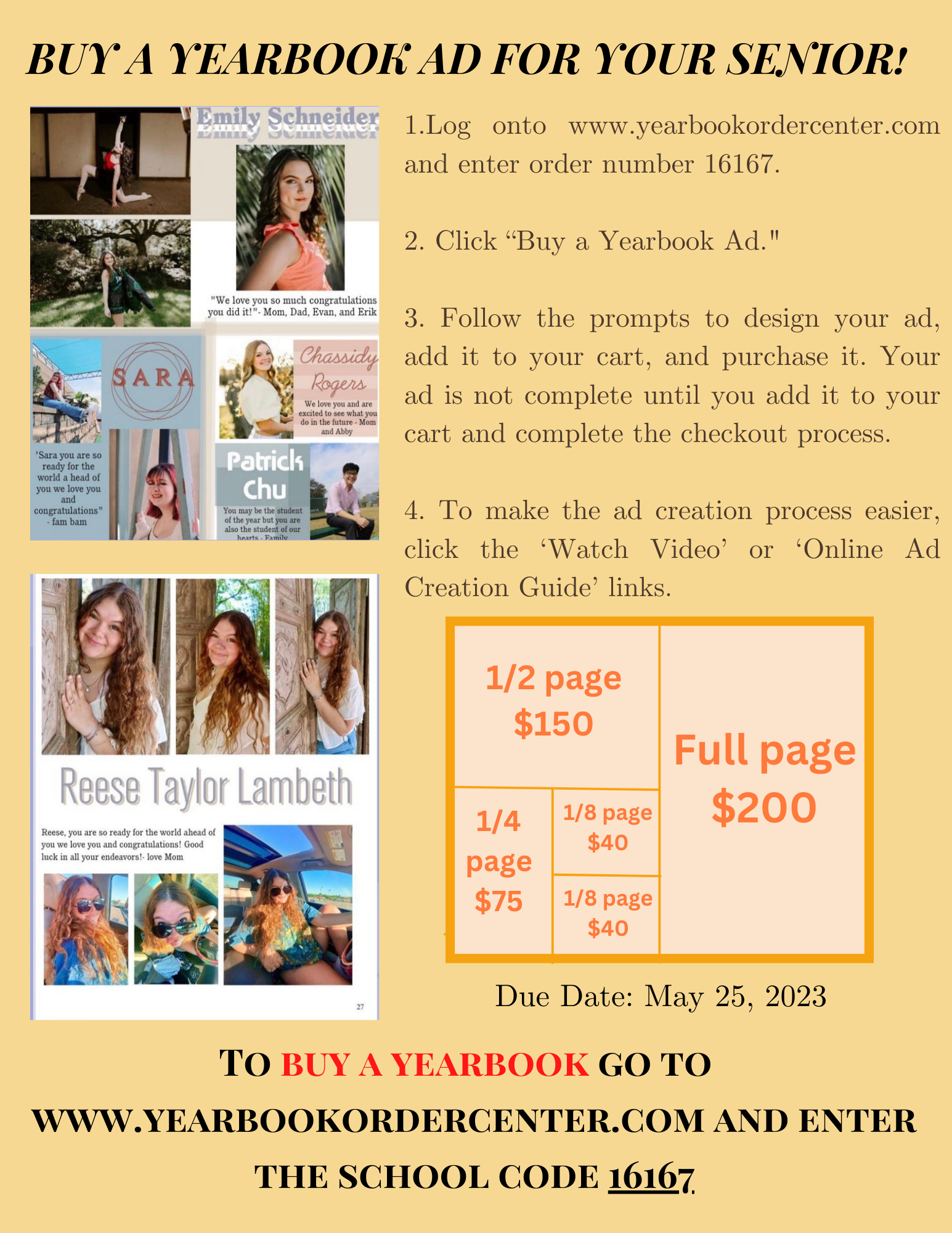 Buy a Yearbook Ad Information