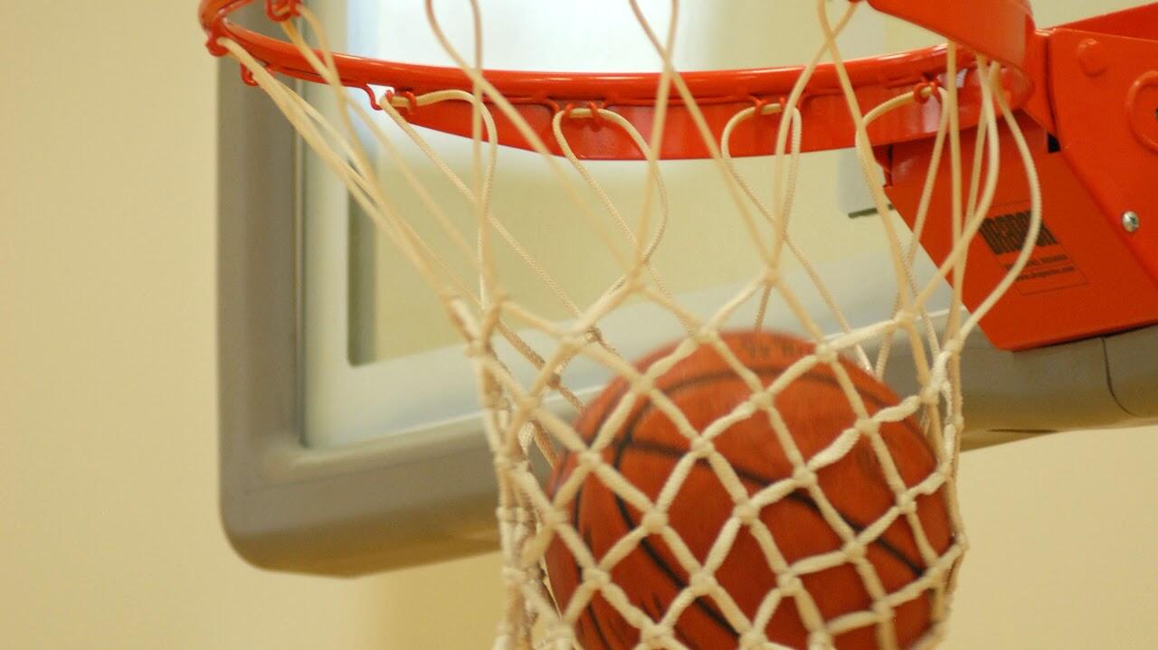 A basketball inside a hoop